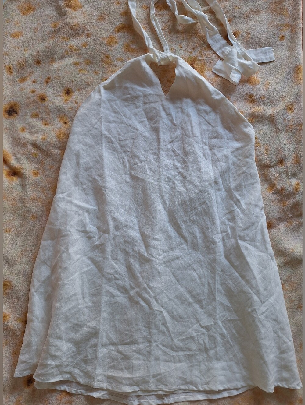 Isabelle's Cabinet Deep Off White Linen Blend Halter Tunic Top Lined NWT L